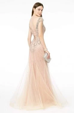 GLS By Gloria - GL2945 Embellished Bateau Trumpet Dress