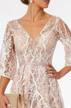 GLS By Gloria - GL2973 Embroidered V-Neck A-Line Dress 13 GLS By Gloria - GL2973 Embroidered V-Neck A-Line Dress