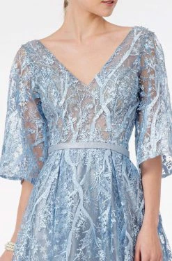 GLS By Gloria - GL2973 Embroidered V-Neck A-Line Dress 10 GLS By Gloria - GL2973 Embroidered V-Neck A-Line Dress