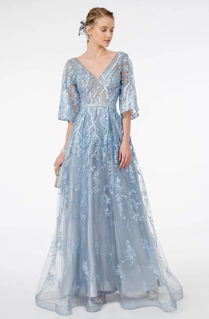 GLS By Gloria - GL2973 Embroidered V-Neck A-Line Dress 3 GLS By Gloria - GL2973 Embroidered V-Neck A-Line Dress