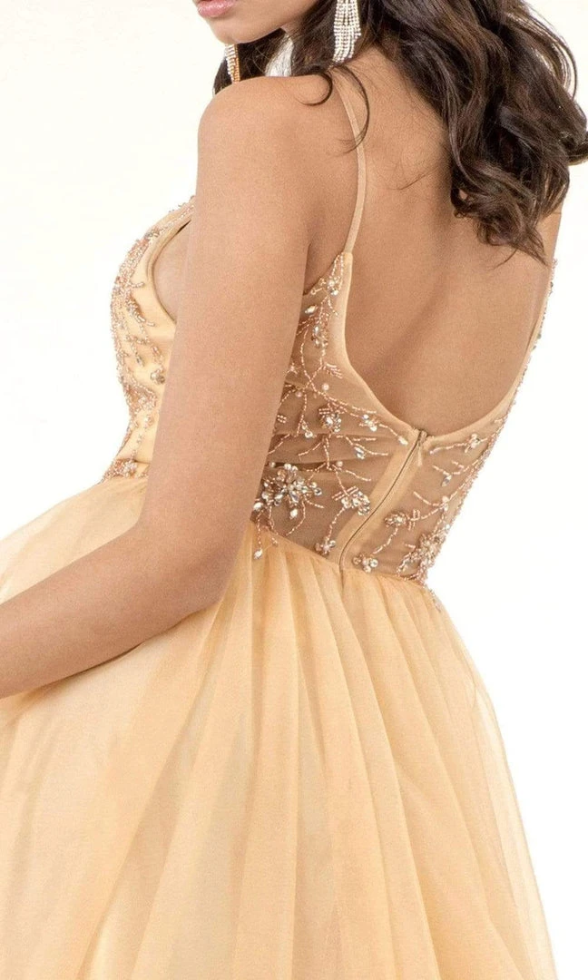 GLS By Gloria - GL2983 Embellished V Neck Mesh A-line Dress 6 GLS By Gloria - GL2983 Embellished V Neck Mesh A-line Dress