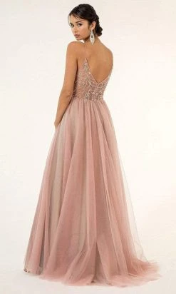 GLS By Gloria - GL2983 Embellished V Neck Mesh A-line Dress 15 GLS By Gloria - GL2983 Embellished V Neck Mesh A-line Dress