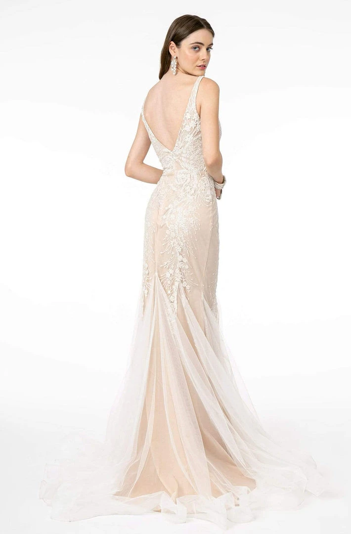 GLS By Gloria - GL2985 Embroidered Deep V-Neck Trumpet Dress 4 GLS By Gloria - GL2985 Embroidered Deep V-Neck Trumpet Dress