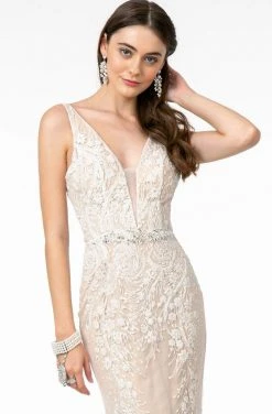 GLS By Gloria - GL2985 Embroidered Deep V-Neck Trumpet Dress 8 GLS By Gloria - GL2985 Embroidered Deep V-Neck Trumpet Dress