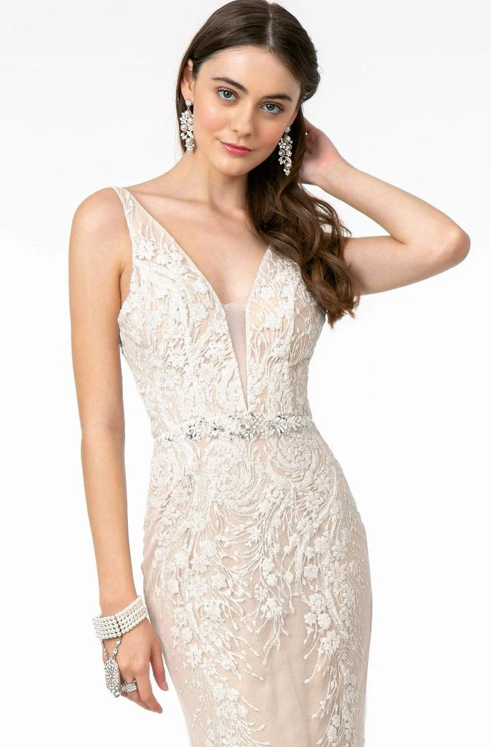 GLS By Gloria - GL2985 Embroidered Deep V-Neck Trumpet Dress 5 GLS By Gloria - GL2985 Embroidered Deep V-Neck Trumpet Dress