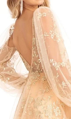 GLS By Gloria GL3001 - Long Puffed Sleeves Deep V-neck Evening Gown 13 GLS By Gloria GL3001 - Long Puffed Sleeves Deep V-neck Evening Gown