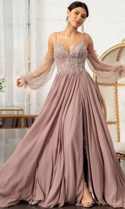 GLS By Gloria GL3005 - Sleeveless Deep V-neck Long Gown