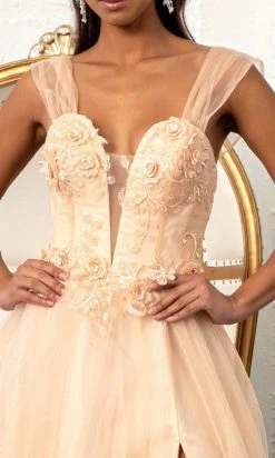 GLS By Gloria GL3007 - Illusion Plunging V-neck Long Gown 12 GLS By Gloria GL3007 - Illusion Plunging V-neck Long Gown