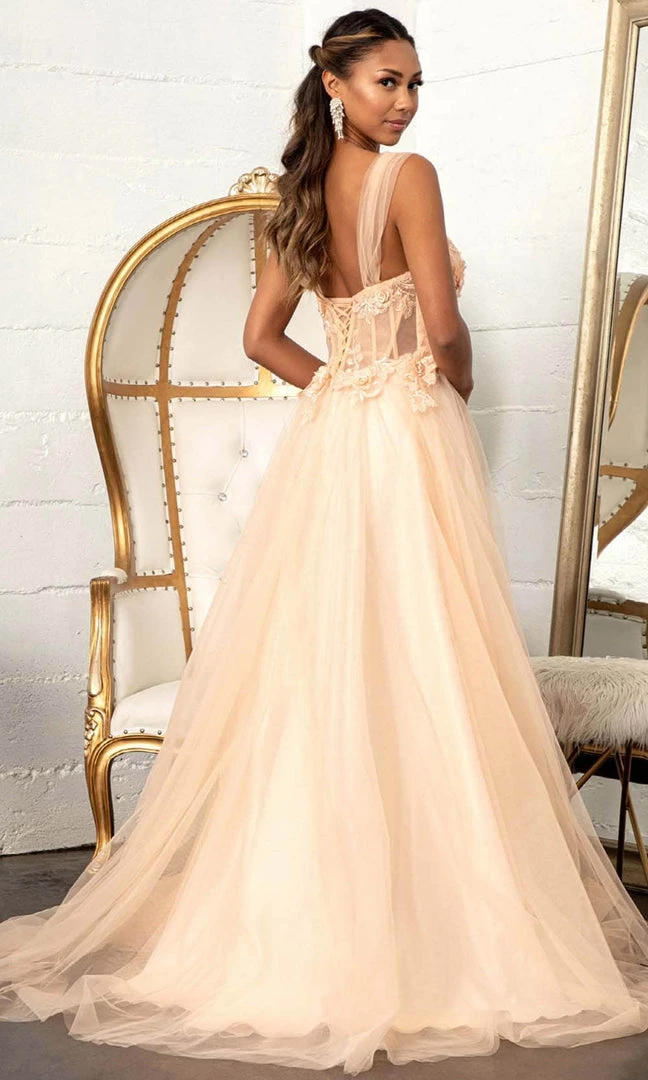 GLS By Gloria GL3007 - Illusion Plunging V-neck Long Gown 4 GLS By Gloria GL3007 - Illusion Plunging V-neck Long Gown