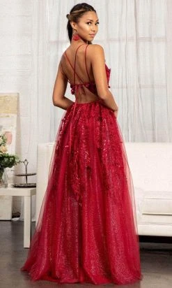 GLS By Gloria GL3033 - Appliqued V-Neck Prom Gown