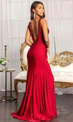 GLS By Gloria GL3037 - Plunging V-Neck Wide Open V-Back Mermaid Dress