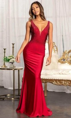 GLS By Gloria GL3037 - Plunging V-Neck Wide Open V-Back Mermaid Dress