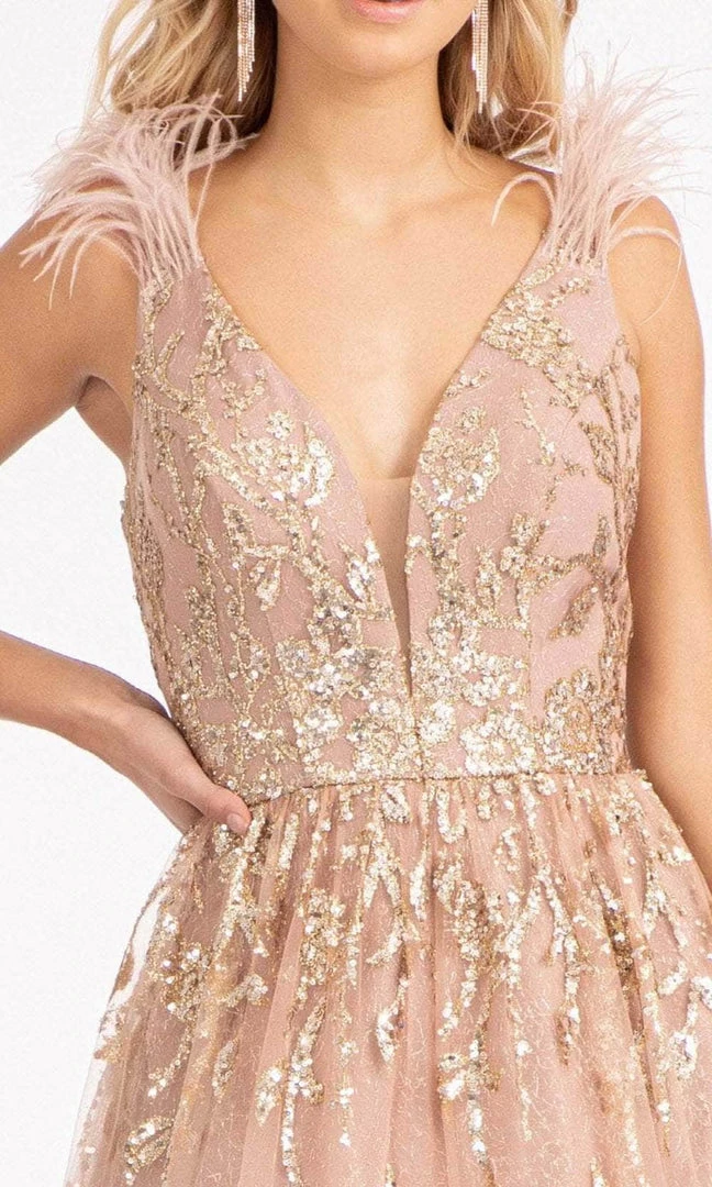 GLS By Gloria GL3048 - Sleeveless Feather A-line Dress 4 GLS By Gloria GL3048 - Sleeveless Feather A-line Dress