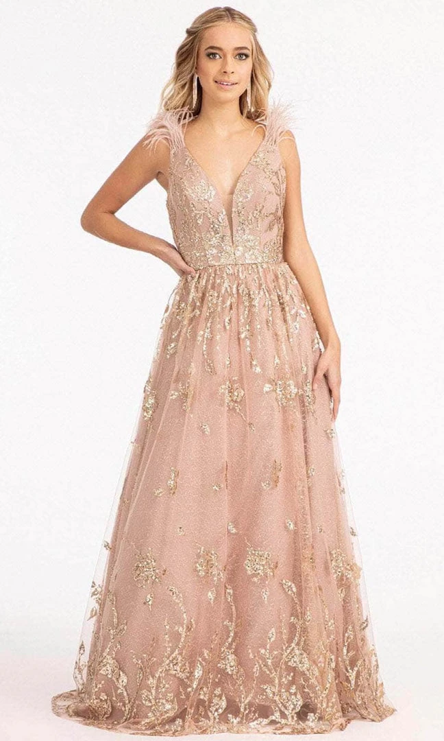 GLS By Gloria GL3048 - Sleeveless Feather A-line Dress 3 GLS By Gloria GL3048 - Sleeveless Feather A-line Dress