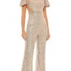 Ieena Duggal 11273 - Short Puffed Sleeves Jumpsuit