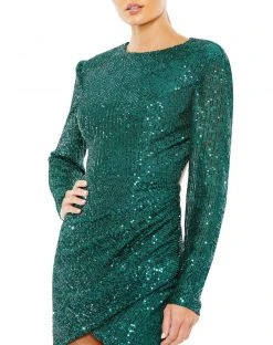 Ieena Duggal 11291 - Long Sleeve Fully Sequin Cocktail Dress