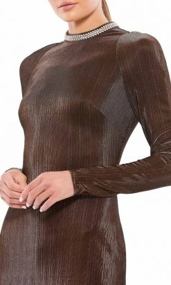 Ieena Duggal - 12511 Shiny Bodycon Close Neck Dress 7 Ieena Duggal - 12511 Shiny Bodycon Close Neck Dress