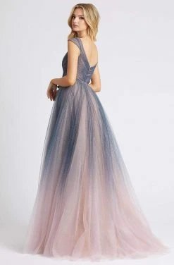 Ieena Duggal - 20222I Cap Sleeve Glitter Ombre A-Line Gown