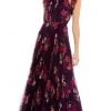 Ieena Duggal - 2143 Floral Printed Pleated A-Line Dress 1 Ieena Duggal - 2143 Floral Printed Pleated A-Line Dress