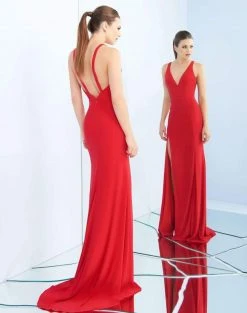 Ieena Duggal - 25846I Plunging V-Neck High Slit Sheath Gown 10 Ieena Duggal - 25846I Plunging V-Neck High Slit Sheath Gown
