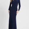 Ieena Duggal - 25929 Long Sleeve Cowl Back Long Gown 2 Ieena Duggal - 25929 Long Sleeve Cowl Back Long Gown