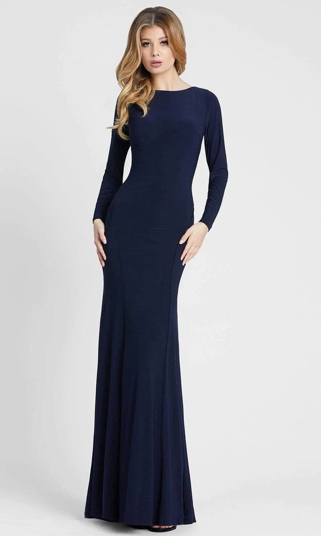 Ieena Duggal - 25929 Long Sleeve Cowl Back Long Gown 3 Ieena Duggal - 25929 Long Sleeve Cowl Back Long Gown