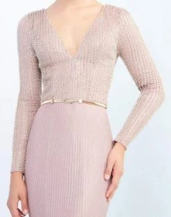 Mac Duggal Ieena Duggal - 25935I Bedazzled Plunging V-neck Trumpet Dress