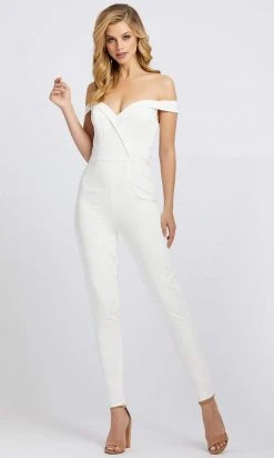 Ieena Duggal - 26141I Plunging Off-Shoulder Jumpsuit Mac Duggal