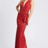 Mac Duggal Ieena Duggal - 26261I Plunging V-Neck Shirred Bodice Long Gown