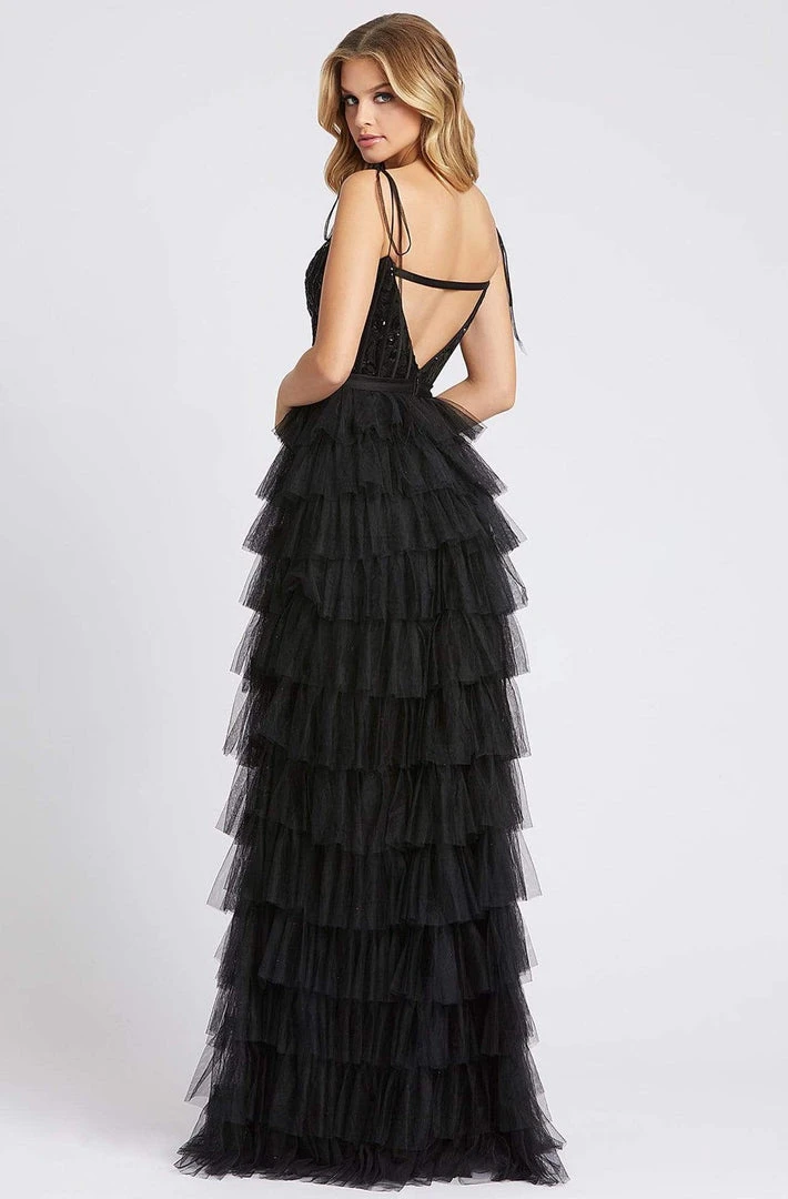 Ieena Duggal - 26281I Sequined Corset Bodice Tiered Tulle Gown 4 Ieena Duggal - 26281I Sequined Corset Bodice Tiered Tulle Gown