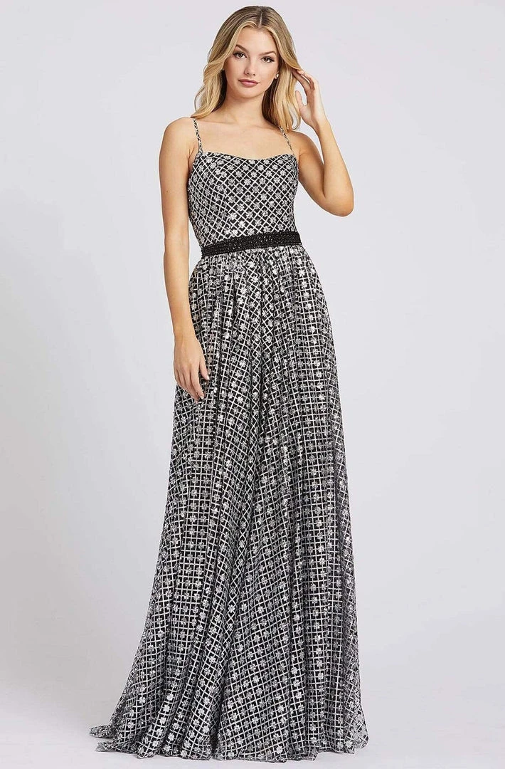 Mac Duggal Ieena Duggal - 26294I Metallic Geo-Pattern Sleeveless A Line Gown 3 Mac Duggal Ieena Duggal - 26294I Metallic Geo-Pattern Sleeveless A Line Gown