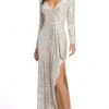 Ieena Duggal - 26395 V-Neck Long Sleeve Full Sequin Evening Gown 2 Ieena Duggal - 26395 V-Neck Long Sleeve Full Sequin Evening Gown