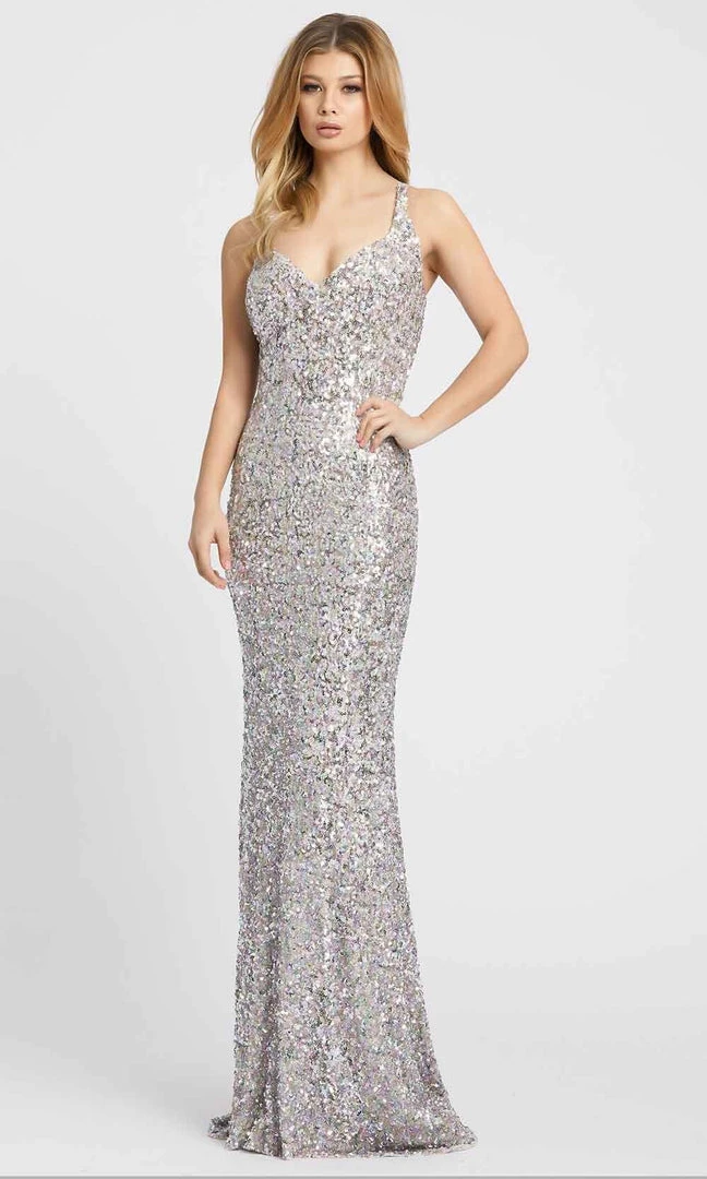 Ieena Duggal - 26469I Sleeveless V-Neck Shimmer Sequin Gown Mac Duggal 3 Ieena Duggal - 26469I Sleeveless V-Neck Shimmer Sequin Gown Mac Duggal