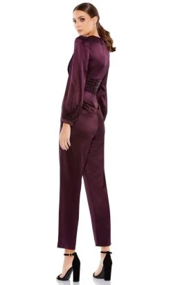 Ieena Duggal - 2647 Plunging V Neckline Long Sleeve Jumpsuit