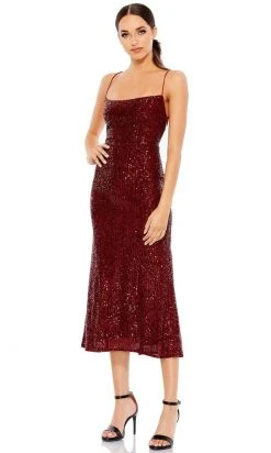 Ieena Duggal - 26480 Fitted Bodice Open Back Full Sequin Midi Dress