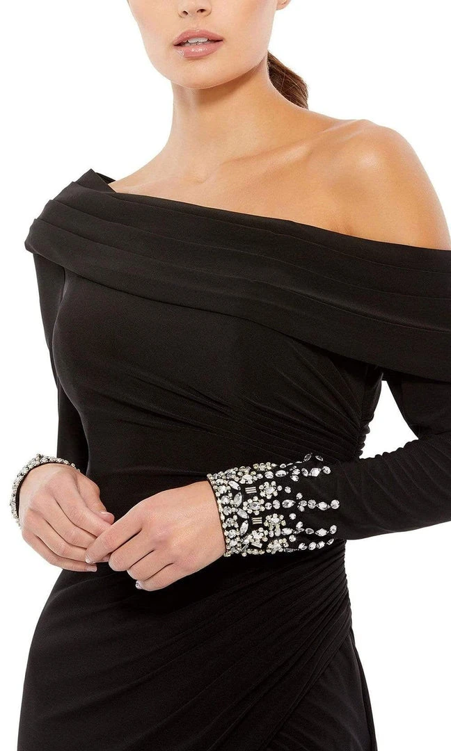 Ieena Duggal - 26485 Jeweled Long Sleeve One Shoulder Dress 5 Ieena Duggal - 26485 Jeweled Long Sleeve One Shoulder Dress