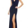 Ieena Duggal - 26504 Cap Sleeve Pleat-Accent High Slit Dress