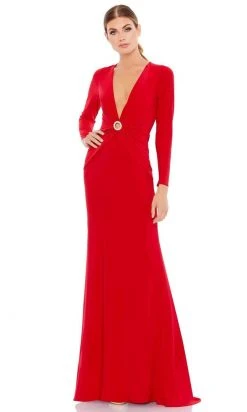 Ieena Duggal - 26514 Long Sleeve Fitted Gown With Plunging Neckline 9 Ieena Duggal - 26514 Long Sleeve Fitted Gown With Plunging Neckline