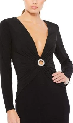 Ieena Duggal - 26514 Long Sleeve Fitted Gown With Plunging Neckline 8 Ieena Duggal - 26514 Long Sleeve Fitted Gown With Plunging Neckline