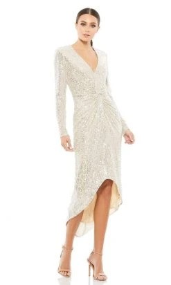 Ieena Duggal - 26549I Twist Front Sequin High Low Dress