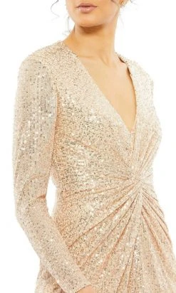 Ieena Duggal - 26549I Twist Front Sequin High Low Dress