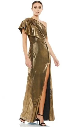 Ieena Duggal 26600 - Metallic One Shoulder Fitted Dress