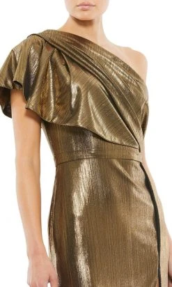 Ieena Duggal 26600 - Metallic One Shoulder Fitted Dress