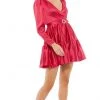 Ieena Duggal 26657 - Long Sleeved V-Neck Two Tiered Mini Dress