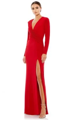 Ieena Duggal 26686 - Long Sleeves Deep V-neck Evening Gown 14 Ieena Duggal 26686 - Long Sleeves Deep V-neck Evening Gown
