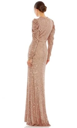 Ieena Duggal 26692 - Long Puffed Sleeves High Neck Long Gown