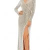 Ieena Duggal - 26723 V-Neck Faux Wrap Sequin Gown