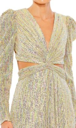 Ieena Duggal 27050 - Puff Sleeve Sequin Evening Dress