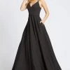 Ieena Duggal - 48855I V Neck Sleeveless Fitted Bodice A-Line Dress