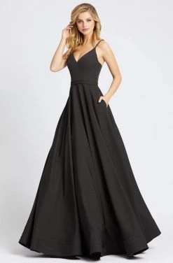 Ieena Duggal - 48855I V Neck Sleeveless Fitted Bodice A-Line Dress